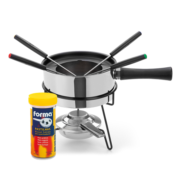 Serviço Jogo Fondue 9 Peças Garfos E Fogareiro + 8 Acendedor