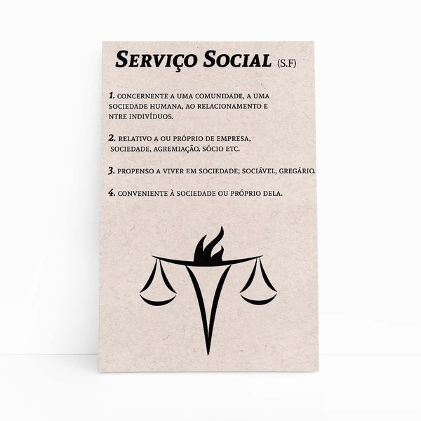 Serviço Social Dicionário Minimalista Quadro Canvas 60x40cm