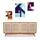 Set 3 Quadros Abstratos Cores Pantone - Com Vidro  Moldura Br