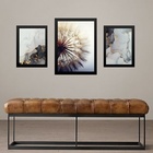 Set 3 Quadros Abstratos Dente De Leão Mármore - Com Vidro Mol