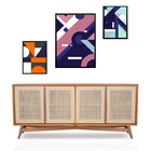 Set 3 Quadros Abstratos Pantone Colors - Com Vidro Moldura Pr