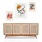 Set 3 Quadros Artes Abstratas Matisse Moldura Branca