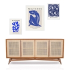 Set 3 Quadros Artes Azuis Matisse - Com Vidro Moldura Preta