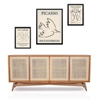 Set 3 Quadros Artes Minimalistas Picasso Moldura Preta