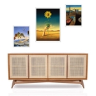 Set 3 Quadros Artes Salvador Dalí - Com Vidro  Moldura Branca