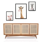 Set 3 Quadros Bichinhos Bubble Gum - Com Vidro  Moldura Branca