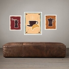 Set 3 Quadros Café Com Croissant - Com Vidro  Moldura Branca