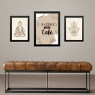 Set 3 Quadros Cantinho Do Café Zen Moldura Branca