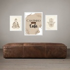 Set 3 Quadros Cantinho Do Café Zen Moldura Preta