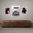 Set 3 Quadros Decorativos Esporte Boxe Moldura Preta