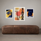 Set 3 Quadros Decorativos Jazz - Posters Moldura Preta