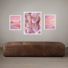 Set 3 Quadros Decorativos Praia Rosa - Com Vidro  Moldura Bra