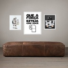 Set 3 Quadros Divertidos Banheiro Masculino Moldura Preta