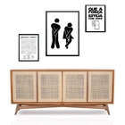 Set 3 Quadros Divertidos Banheiro Unissex Moldura Preta