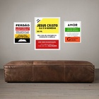 Set 3 Quadros Divertidos Remédios Evangélicos Moldura Branca