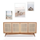 Set 3 Quadros Fotos Praia Soft Moldura Branca