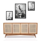 Set 3 Quadros Girafa No Banheiro Moldura Branca