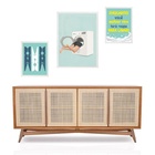 Set 3 Quadros Lavanderia Divertida - Com Vidro  Moldura Branca