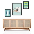 Set 3 Quadros Lavanderia Divertida Moldura Preta