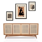 Set 3 Quadros Matisse Preto E Marrom Moldura Branca