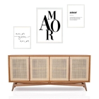 Set 3 Quadros Minimalistas Amor - Com Vidro Moldura Preta