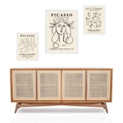 Set 3 Quadros Obras Minimalistas Picasso Moldura Preta