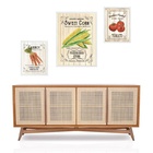 Set 3 Quadros Para Cozinha Vegetais Moldura Branca