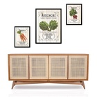 Set 3 Quadros Para Cozinha Vintage - Com Vidro  Moldura Branca