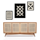 Set 3 Quadros Preto E Branco Bauhaus - Com Vidro Moldura Preta