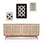 Set 3 Quadros Preto E Branco Bauhaus Moldura Branca