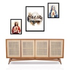 Set 3 Quadros Sacros Minimalistas Católicos - Com Vidro  Mold