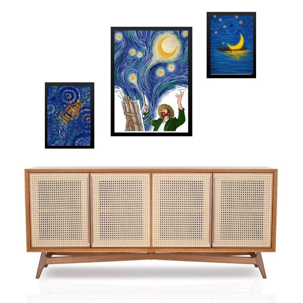 Set 3 Quadros Vida De Van Gogh Moldura Branca