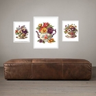 Set 3 Quadros Vintage Café Com Flores - Com Vidro Moldura Pre