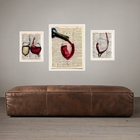 Set 3 Quadros Vintage Vinho Moldura Preta