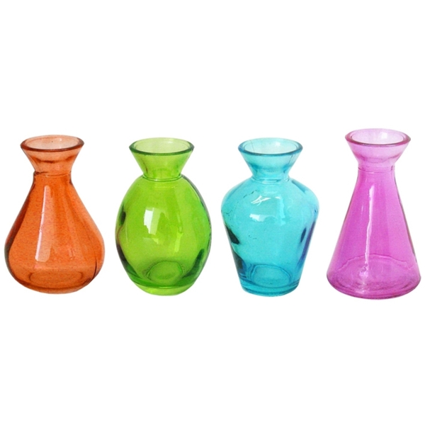 Set 4 Garrafas Decorativas Vidro Vases Bottles Colorido