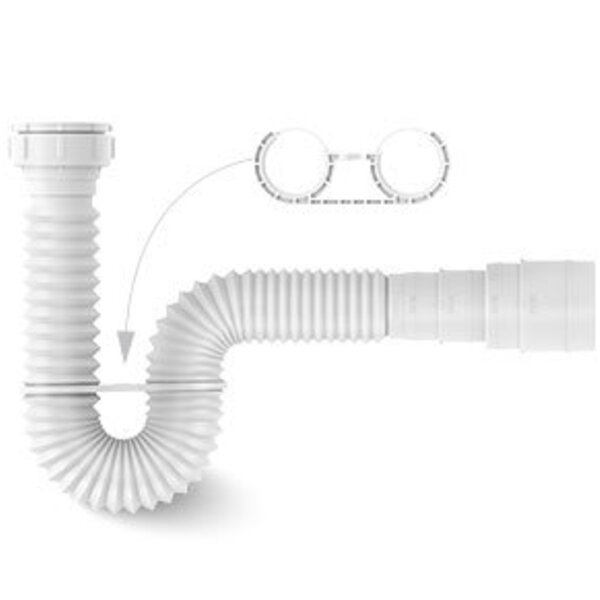 Sifão Censi Tubo Extensível Com Suporte Branco 2m
