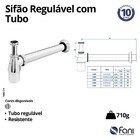 Sifão Com Copo Para Banheiro 30cm Gold Fani