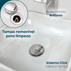 Sifão Copo Cromado Metal 1 1/4 Flexível E Valvula Click Inox