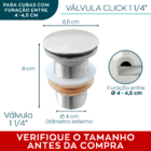 Sifão Copo Cromado Metal 1 1/4 Flexível E Valvula Click Inox