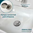 Sifão Copo Cromado Metal E Valvula Click 7/8 Inox Brilhosa Ki