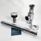 Sifão Copo Cromado Metal E Valvula Click 7/8 Inox Brilhosa Ki