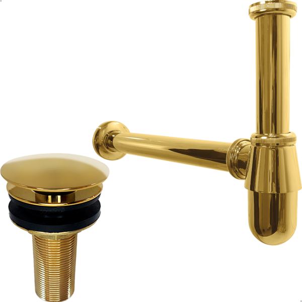 Sifao Copo Dourado 7/8 Pol Metal E Valvula Click Ralo Pia Ban