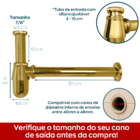 Sifao Copo Dourado 7/8 Pol Metal E Valvula Click Ralo Pia Ban