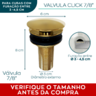 Sifao Copo Dourado 7/8 Pol Metal E Valvula Click Ralo Pia Ban