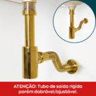 Sifão Copo Dourado Metal 1 1/4 Pol Com Tubo Ajustável Ajustáv