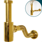 Sifão Copo Dourado Metal 1 1/4 Pol Com Tubo Ajustável Ajustáv