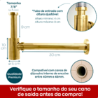 Sifão Copo Dourado Metal 7/8 Pia Cuba Lavatorio Banheiro Luxo