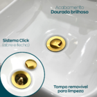 Sifão Copo Dourado Metal E Válvula Click 1 1/4 Ralo Pia Kit B