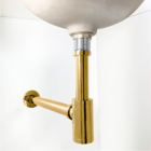 Sifão Copo Dourado Metal E Válvula Click 1 1/4 Ralo Pia Kit B