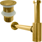 Sifão Copo Dourado Metal E Válvula Click 1 1/4 Ralo Pia Kit B